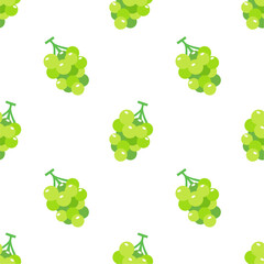 Green grape seamless pattern Fruit background.