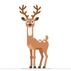 Cartoon Deer Illustration, Cute, Brown and White Animal