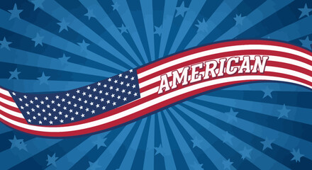 Patriotic American Flag Banner Design Vector Illustration