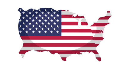 Patriotic United States Map with Flag Overlay Vector Illustration