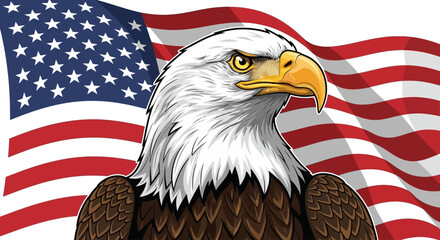 Majestic Bald Eagle with American Flag A Symbol of Freedom and Patriotism