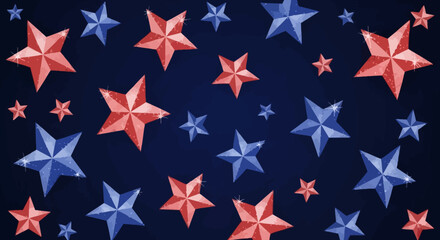 Obraz premium Patriotic Star Pattern Red and Blue Stars on Dark Background