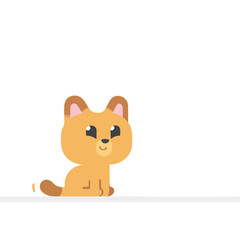 Cute Cartoon Puppy Sitting, Isolated on White Background