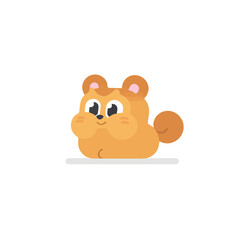 Cute Cartoon Orange Squirrel Character on White Background