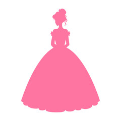Pink Silhouette of Woman in Ball Gown