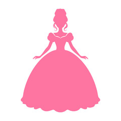 Fototapeta premium Pink Silhouette of Woman in Ball Gown