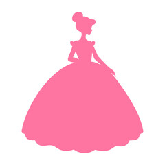 Pink Silhouette of Woman in Ball Gown