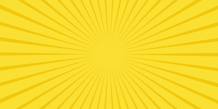 Yellow banner with Sun rays, yellow lines background, light