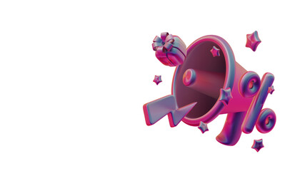 Colorful 3D discount and sale composition with gifts. Ideal for Black Friday, Cyber Monday, Christmas promotions, and e-commerce ads