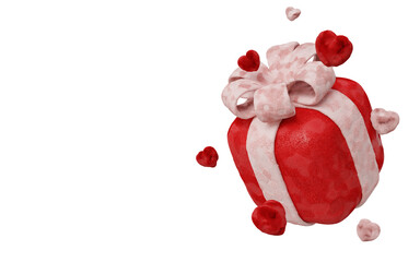 Fluffy gift boxes with hearts on white background, perfect for Valentine s Day and romantic themes.
