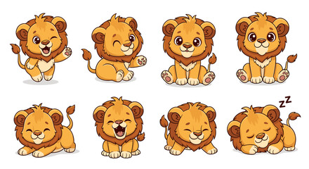 Cartoon lion cubs set
