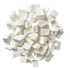 Pile of yam cubes, diced isolated on transparent background
