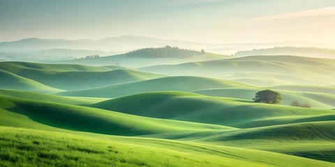 Obraz premium Green summer mountain landscape with blue sky and clouds