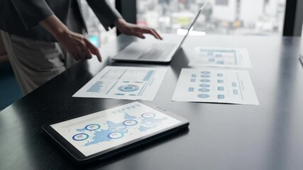 laptop, business, woman, work, pc, dx, digital transformation, tablet, office, desk work, clerical work, document, data, research, accounting, financial statement, material, report, proposal, investig - Powered by Adobe