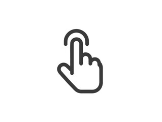 Simple minimalistic icon of a hand about to touch a screen  