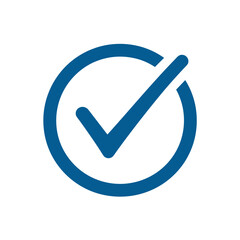 Simple blue checkmark icon within a circular outline  