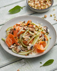 Gemüsespaghetti Zitrone Salbei