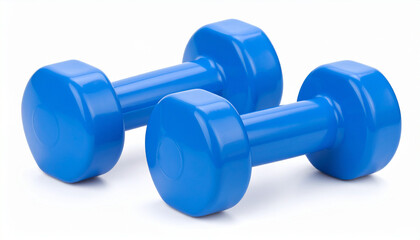 Two Plastic Coated Dumbbells Isolated on Clean White Background for Fitness and Training