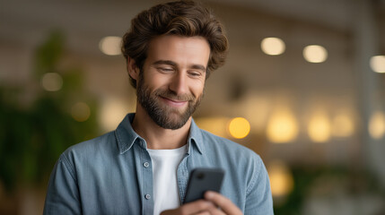 Obraz premium Businessman Making Secure Online Payment on Smartphone at Home