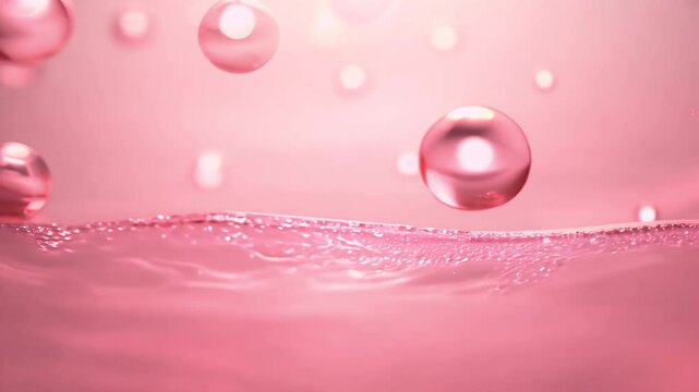 Pink cosmetic atoms descend absorb glowing skin diagram illustrating serum efficacy sleek K animation great skincare explainers pharmaceutical ads