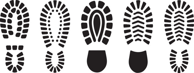 Collection of various black boot prints