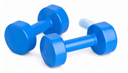 3D Realistic Blue Dumbbells Set Isolated on White Background in Vector Fitness Illustration
