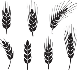 Obraz premium Wheat and Barley Silhouette Vector Set | Agriculture and Farming Icons