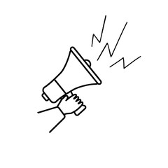 Megaphone vector illustration doodle sketch style for concept design. Media loudspeaker concept vector sketch illustration as conference, announcement, message for print, web, mobile and infographics 