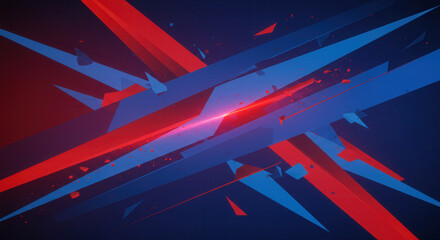 Abstract composition of blue and red geometric lines