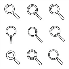 Line Art Magnifying Glasses Various Styles White Background search find Vector Illustration for Design, Business, and Stock Platforms