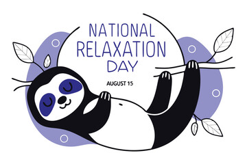 Cute sloth wearing a bra national relaxation day vector graphic design
