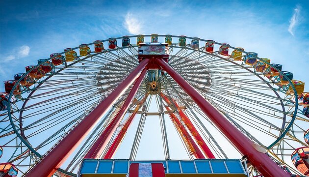 panoramic low angle view of a ferris wheel wonder wheel coney island brooklyn new york city new york state usa