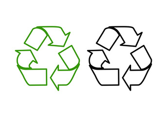 Obraz premium Icono negro de reciclaje con trazo negro y verde.