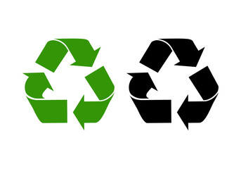 Obraz premium Icono negro y verde de reciclaje 