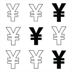 Obraz premium Yen Currency Symbols Variations Black White Outline Grid Pattern Design money finance Vector Illustration for Design, Business, and Stock Platforms