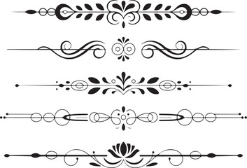 Obraz premium Decorative Divider Set Ornate Art Minimalist Floral and Swirl Design Vintage Illustration