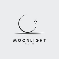 moonlight and star logo vector illustration design