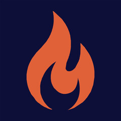 orange hot fire flame heat or spicy food symbol on blue background flat vector icon for apps and websites