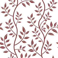 A seamless Vector style, Vine Trails - Interwoven trailing vines with small leaves on a warm matte base