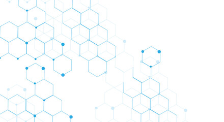 Science background hexagon design,connected dots and lines