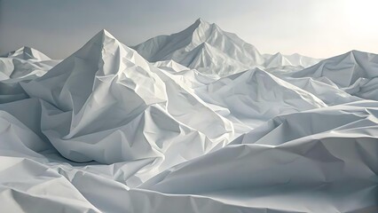 Abstract White Mountain Landscape  Sculptural Fabric Texture