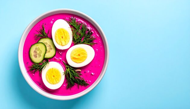 Pink soup with eggs and vegetables (2)