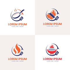 Fototapeta premium Grill Restaurants logo design for food business steak house bbq foods bbq grill barbeque 