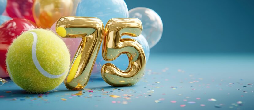 75 Jahre Tennisverein &ndash; Jubil&auml;umsfeier mit Ballons und Tennisball