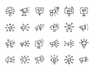 Digital Megaphone Marketing Icons for Promotion, Advertisement, Social Media Campaign, and Communication Strategy Design