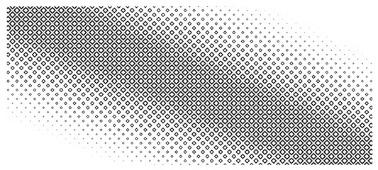 Abstract halftone dotted diamond pattern with gradient density in black and white vector illustration. © Vallabh soni