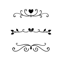 Text dividers. Vector typographic line divider set, retro book ornate bumpers, vintage text separators
