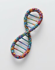 abstract continuous dna loop forming a figure eight, isolated on white
