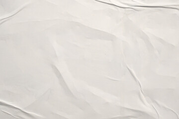 white crumpled and creased glued wrinkled paper poster texture background