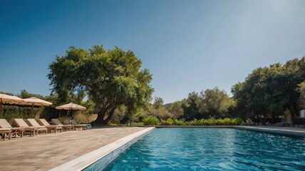 Sunny resort pool area